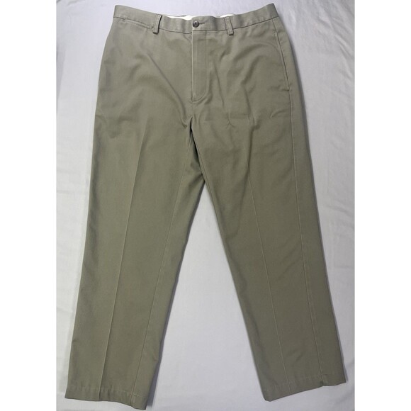 ORVIS Trim Fit Plain Front Chinos Khakis Pants Mens 35x27 100% Cotton Tan Beige - Picture 3 of 14